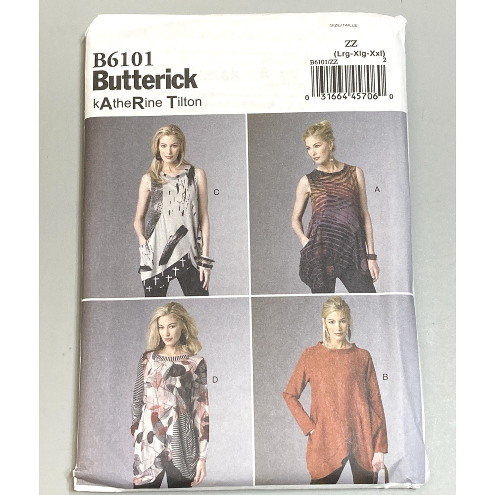 Butterick Sewing Pattern B6101 Misses Loose Pullover Tunic Sz L-XL-XXL UNCUT
